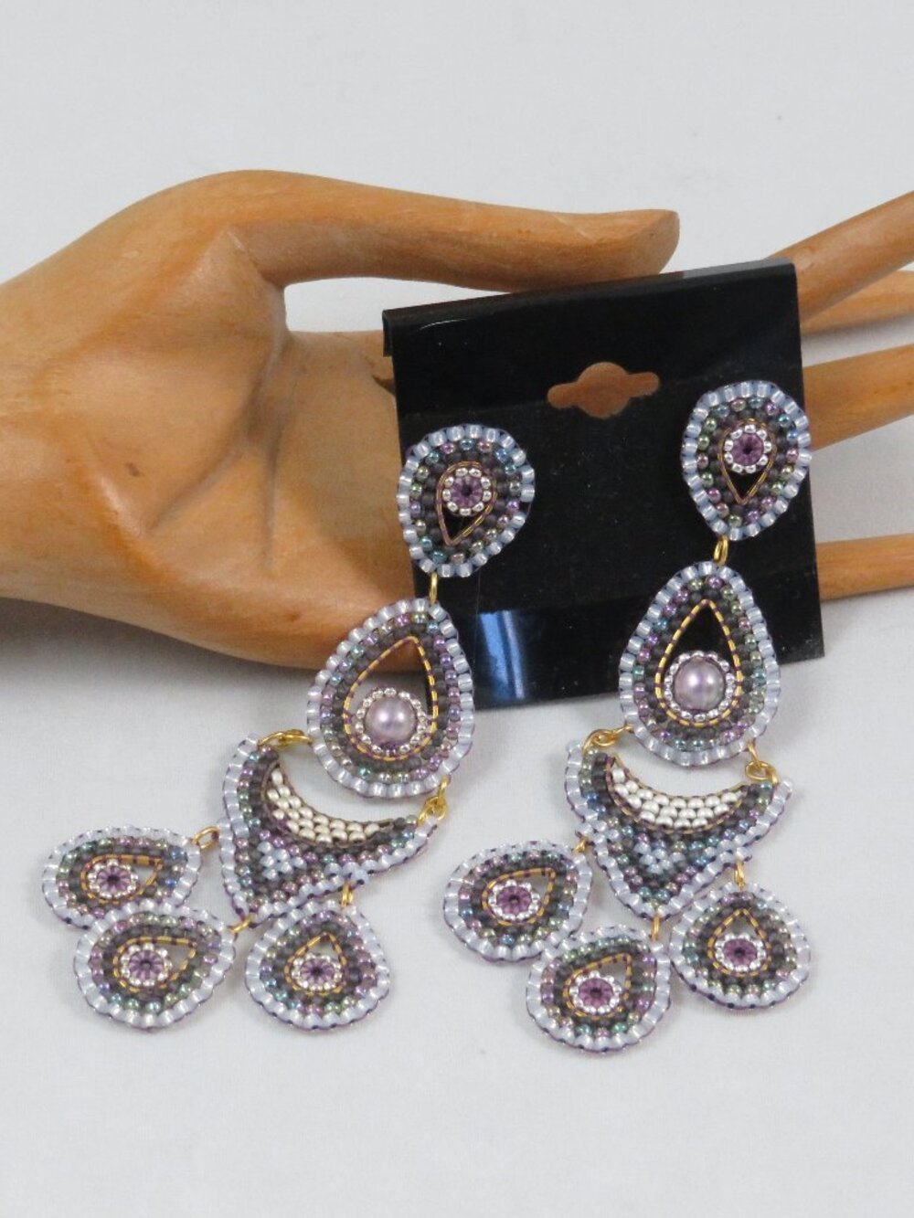 Opalescent blue-gray earrings
